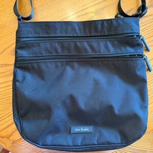 Vera Bradley Black Crossbody Messenger Bag with Dual Front Zippers